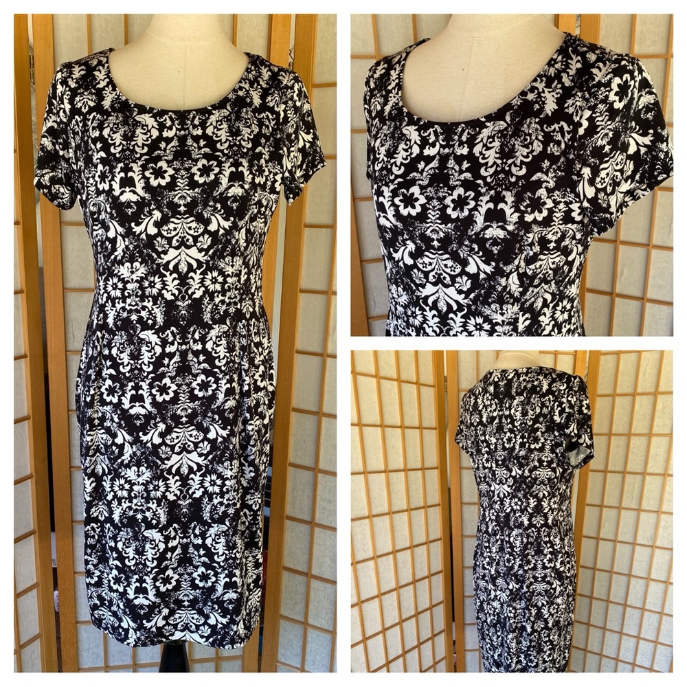 Jody California Black & White Floral Stretch Midi Dress XXL